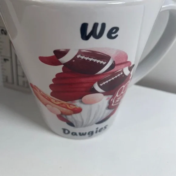 UGA We Heart Dawgies Coffee Mug Football Gnome We Dawgies Fan Gift Ceramic 11 oz - Picture 4 of 5